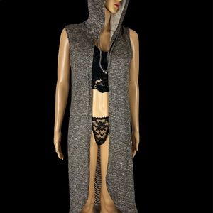 Hot and delicious mid length hooded vest/cover-up  size small